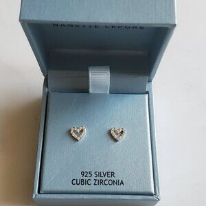 Nanette Lepore Heart Stud Silver Earrings NWOT